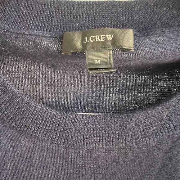 J. Crew Sweater Women’s M Blue Navy Margot Crewneck Merino Wool - Picture 4 of 6